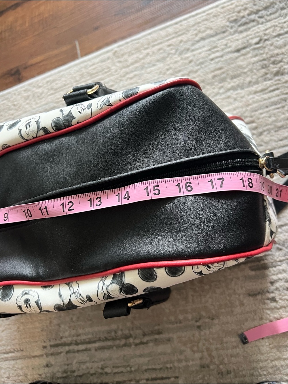 Disney Mickey & Minnie Mouse Black White Sketch Print Duffle Weekend Travel Bag - Picture 8 of 10